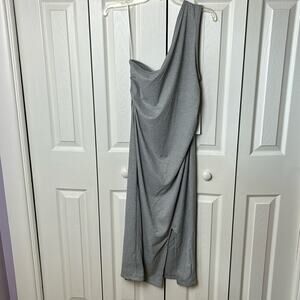 Six Fifty One Shoulder Ribbed Dress Gray Large